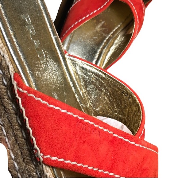 Prada Red Suede Platform Espadrilles 40.5 - Picture 11 of 14